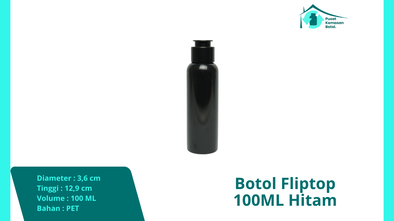 Botol Fliptop Hitam 100 ml